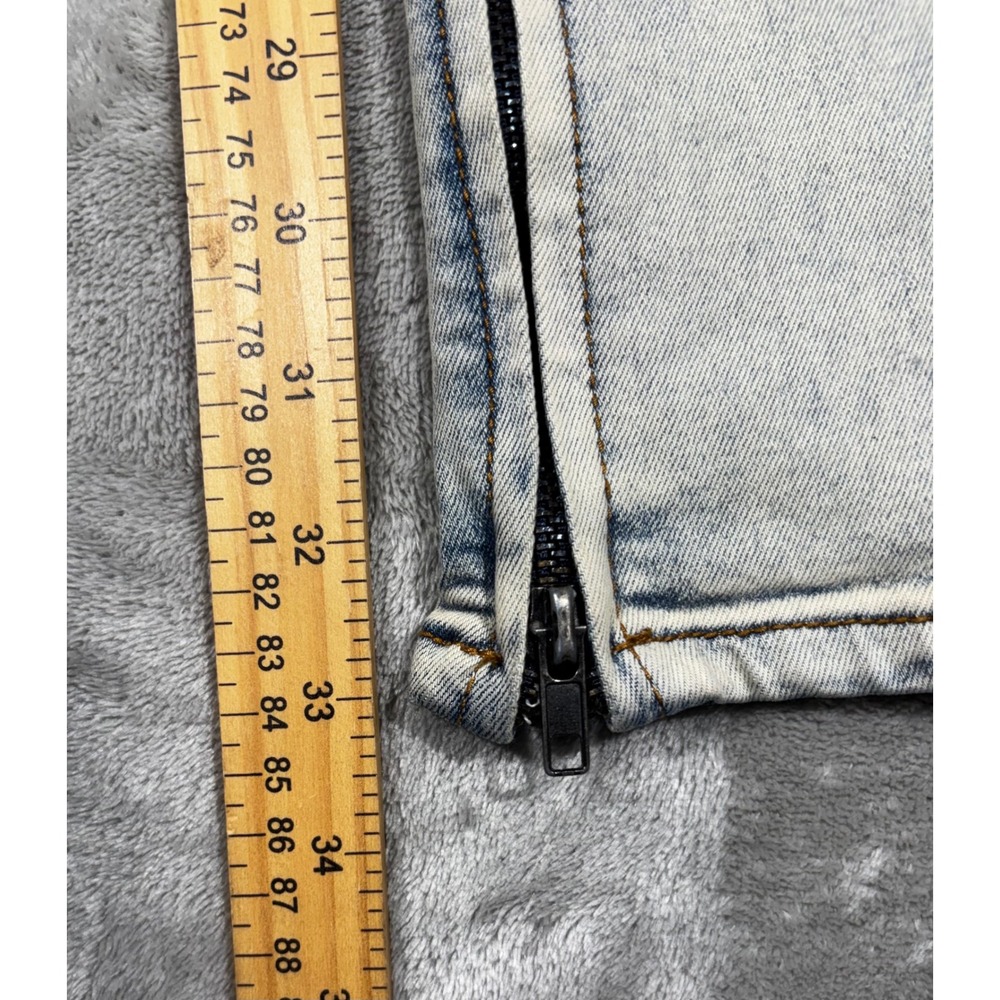 KDNK 1141411 Jeans Distressed Mens 32 Light Blue Ankle Zip Streetwear - Picture 8 of 12